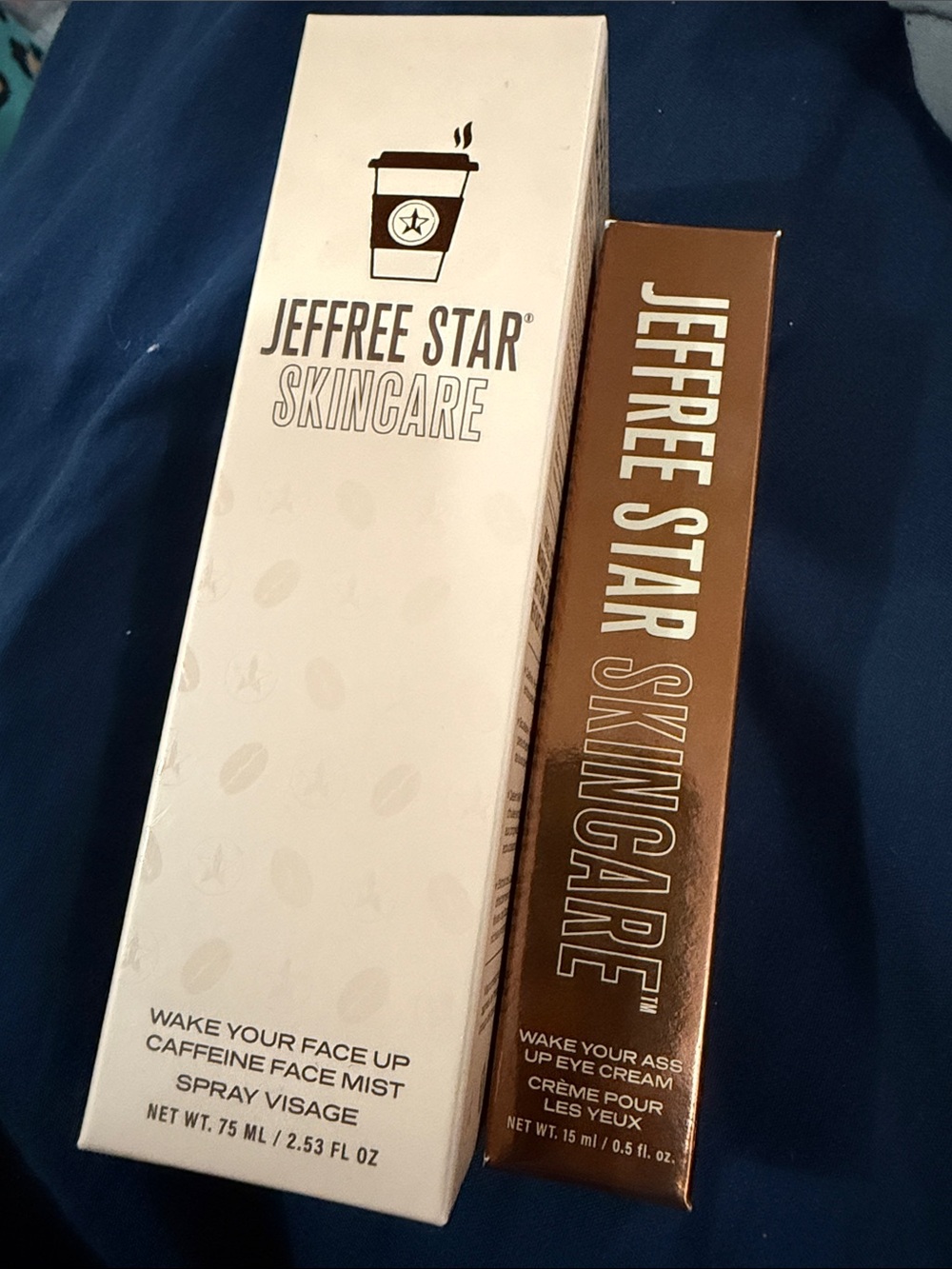 Jeffree Star Skincare Eye Cream and Face Mist Spray– Copper & White Packaging